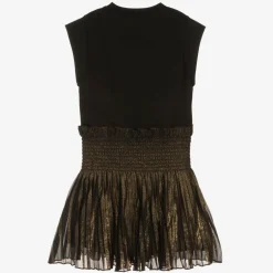 KARL LAGERFELD KIDS Girls Black & Gold Pleated Dress Discount