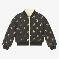 Calvin Klein Girls Black & Ivory Fleece Reversible Jacket Clearance