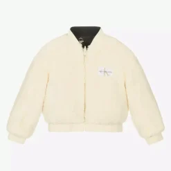Calvin Klein Girls Black & Ivory Fleece Reversible Jacket Clearance