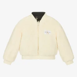 Calvin Klein Girls Black & Ivory Fleece Reversible Jacket Clearance