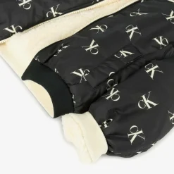 Calvin Klein Girls Black & Ivory Fleece Reversible Jacket Clearance
