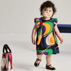 PUCCI Girls Black & Purple Onde Print Viscose Dress Best