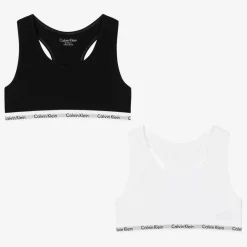 Calvin Klein Girls Black & White Cotton Bralettes (2 Pack) Sale