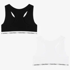 Calvin Klein Girls Black & White Cotton Bralettes (2 Pack) Sale