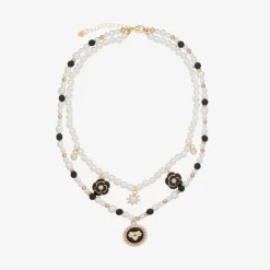 Angels Face Girls Black & White Pearl Necklace (41cm) Hot