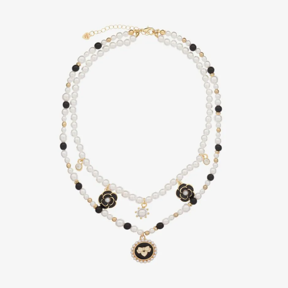 Angels Face Girls Black & White Pearl Necklace (41cm) Hot