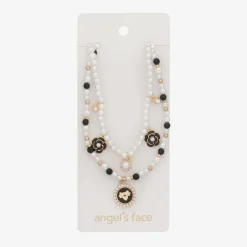 Angels Face Girls Black & White Pearl Necklace (41cm) Hot