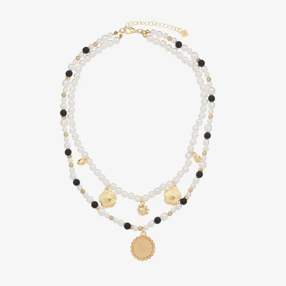 Angels Face Girls Black & White Pearl Necklace (41cm) Hot