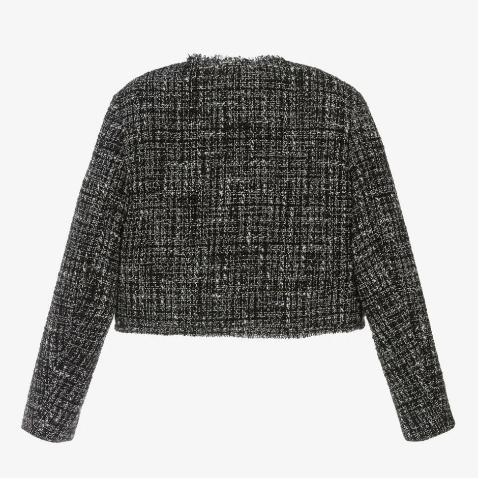 Monnalisa Girls Black Bouclé Tweed Jacket