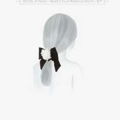 Patachou Girls Black Bow & Flower Hair Elastic New