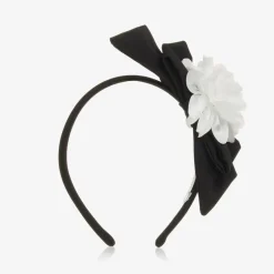 Patachou Girls Black Bow & White Floral Hairband Sale