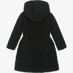 Caramelo Kids Girls Black Bow Puffer Coat