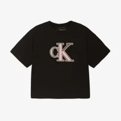 Calvin Klein Girls Black CK Cotton T-Shirt Outlet