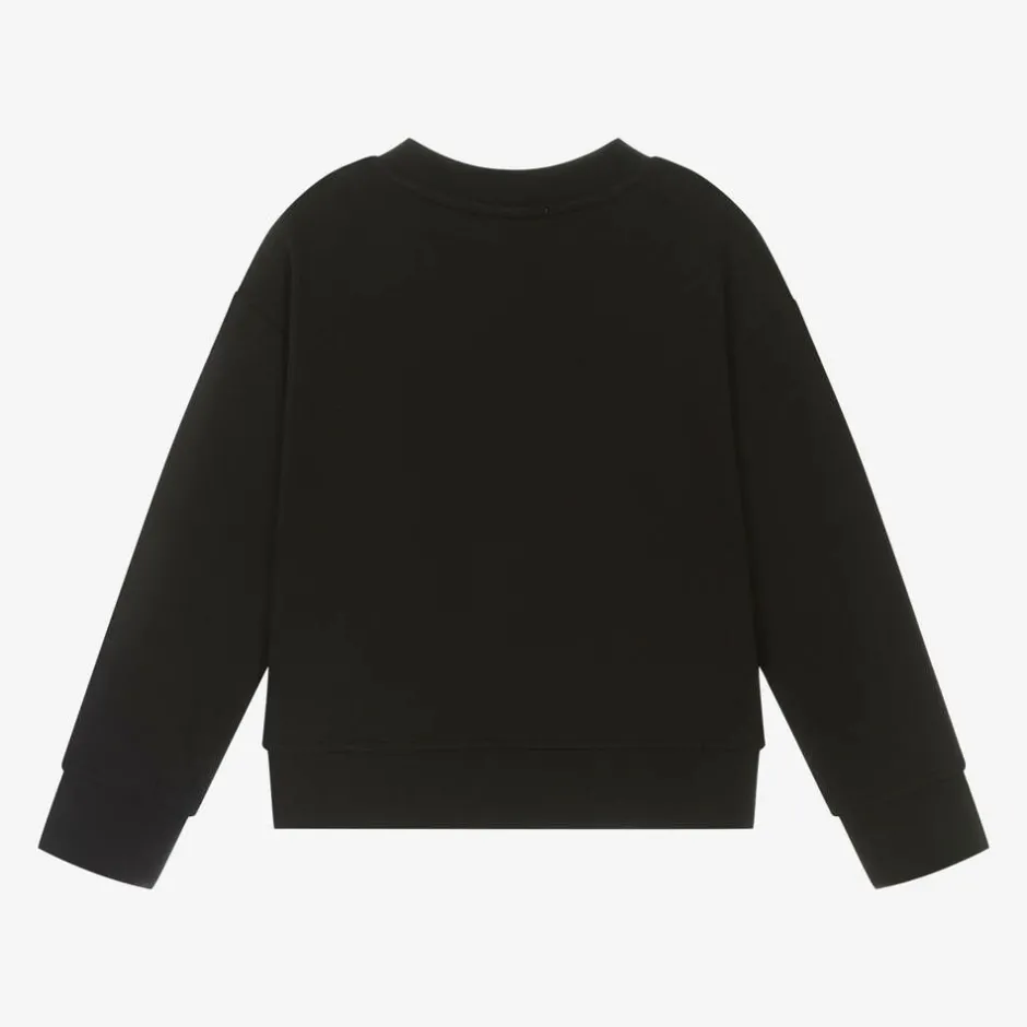 Stella McCartney Kids Girls Black Cotton Cat Sweatshirt Clearance