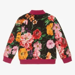 Dolce amp; Gabbana Girls Black Cotton Floral Zip-Up Top Discount