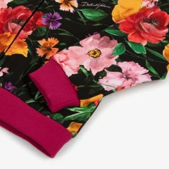 Dolce amp; Gabbana Girls Black Cotton Floral Zip-Up Top Discount