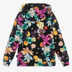 Molo Girls Black Cotton Floral Hoodie