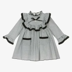 Foque Girls Black Cotton Gingham Dress Discount