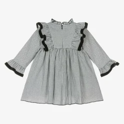 Foque Girls Black Cotton Gingham Dress Discount