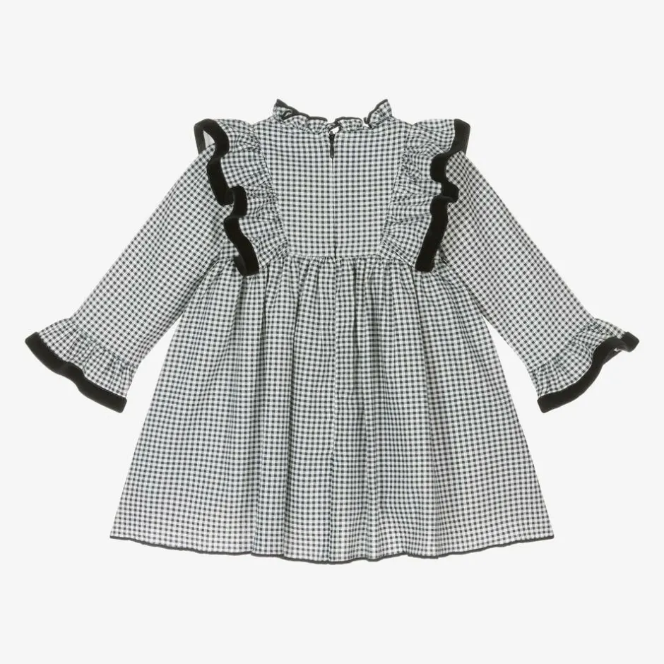 Foque Girls Black Cotton Gingham Dress Discount