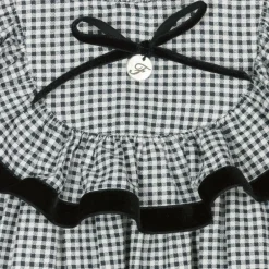 Foque Girls Black Cotton Gingham Dress Discount