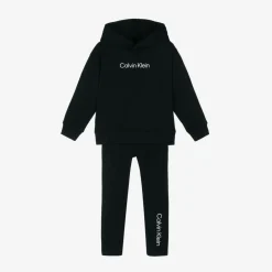 Calvin Klein Girls Black Cotton Hoodie & Leggings Set Hot