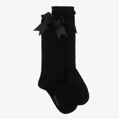 Carlomagno Girls Black Cotton Knee Length Socks Sale