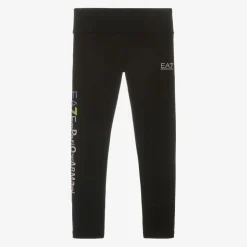 EA7 Emporio Armani Girls Black Cotton Leggings Online