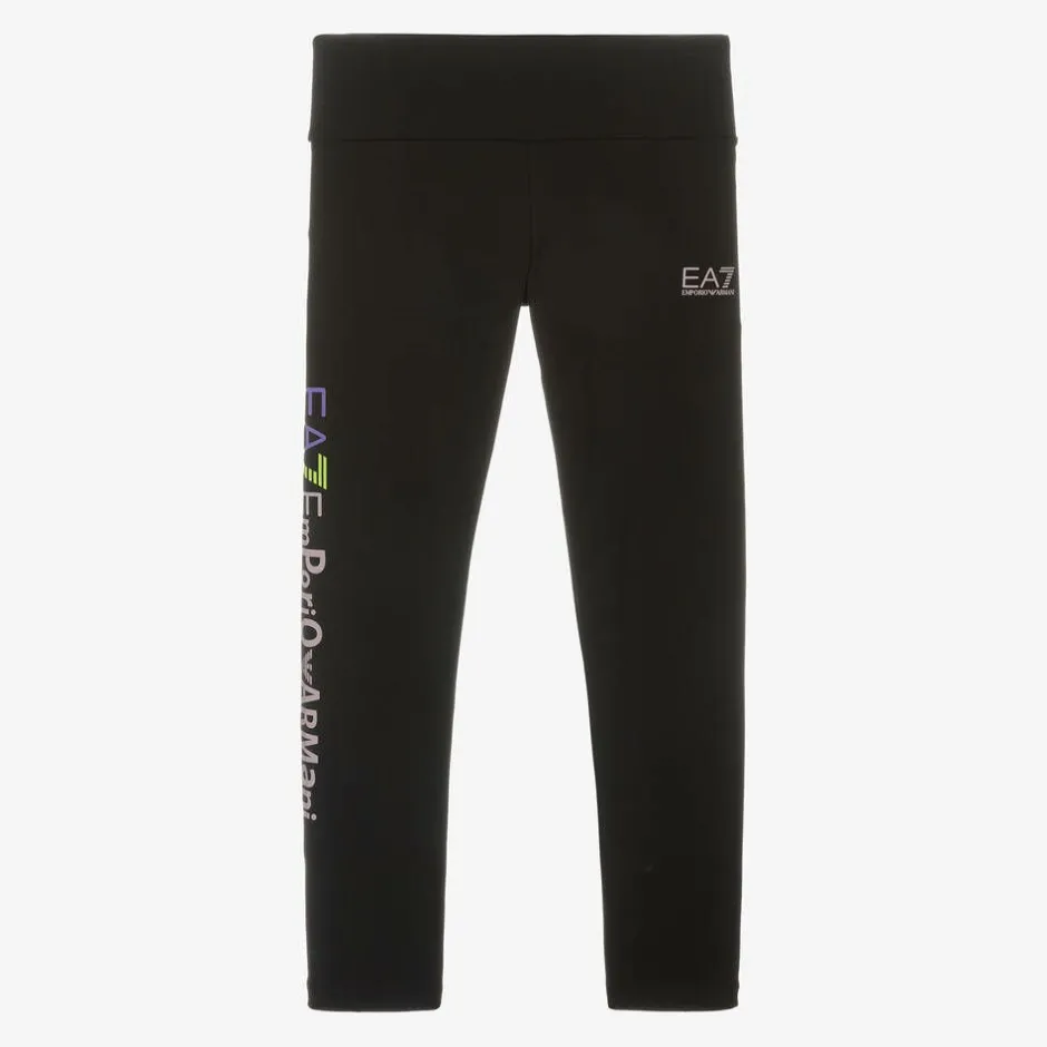 EA7 Emporio Armani Girls Black Cotton Leggings Online
