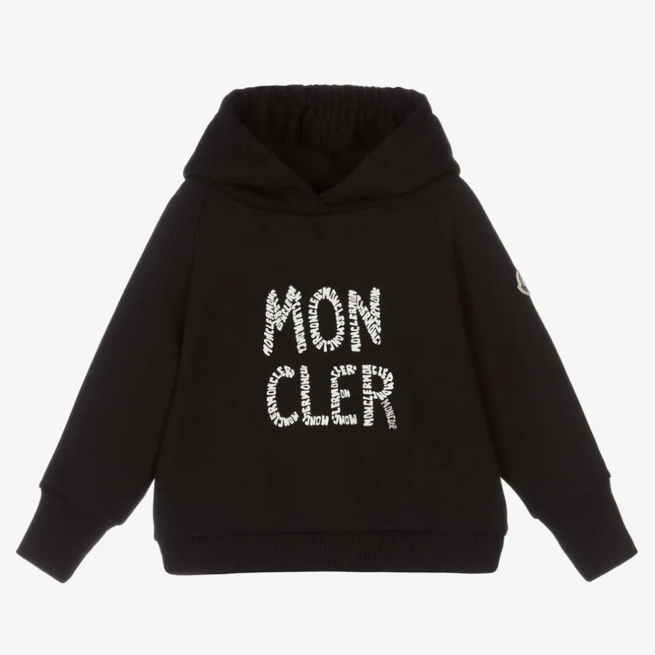 Moncler Enfant Girls Black Cotton Logo Hoodie Online