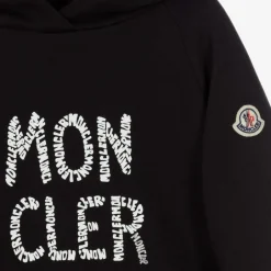 Moncler Enfant Girls Black Cotton Logo Hoodie Online