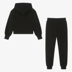 Moschino Kid-Teen Girls Black Cotton Stud Logo Tracksuit Outlet