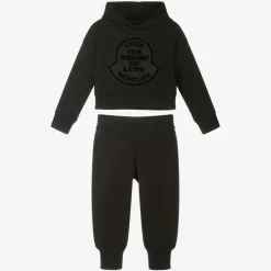 Moncler Enfant Girls Black Cotton Tracksuit New