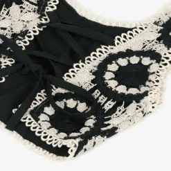 Nessi Byrd Girls Black Cropped Crochet Top Clearance