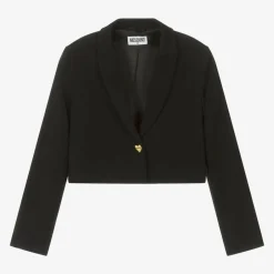 Moschino Kid-Teen Girls Black Cropped Crêpe Blazer Hot