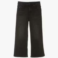 Tommy Hilfiger Girls Black Denim Wide-Leg Mabel Jeans Hot