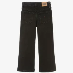 Tommy Hilfiger Girls Black Denim Wide-Leg Mabel Jeans Hot