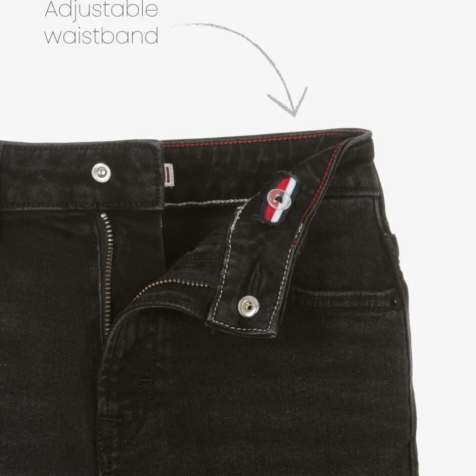 Tommy Hilfiger Girls Black Denim Wide-Leg Mabel Jeans Hot