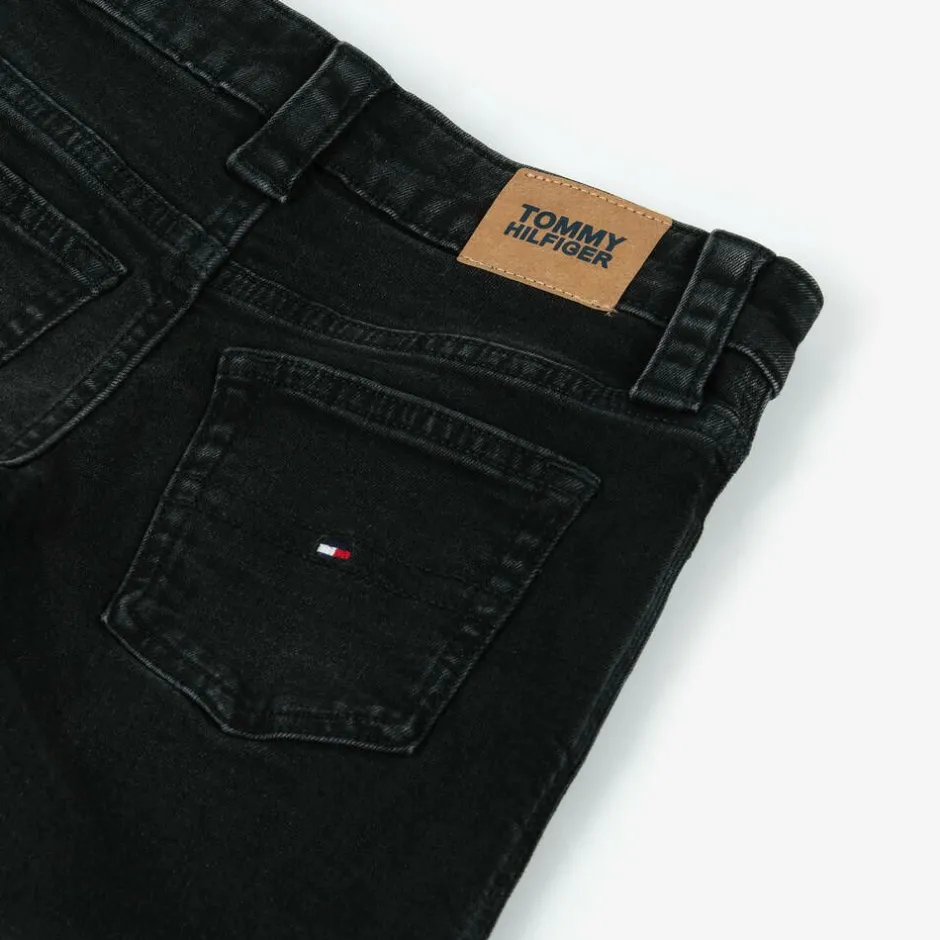 Tommy Hilfiger Girls Black Denim Wide-Leg Mabel Jeans Hot