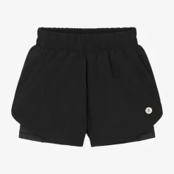 Danskin Girls Black Double Layer Sports Shorts