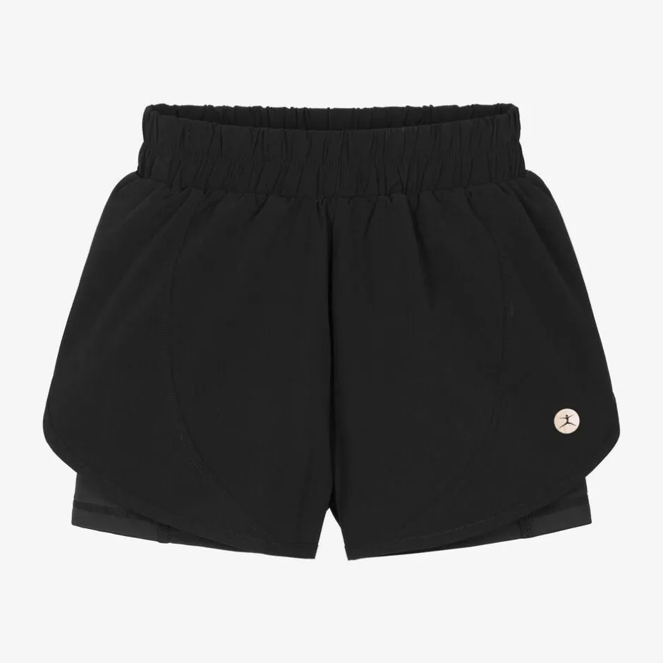 Danskin Girls Black Double Layer Sports Shorts