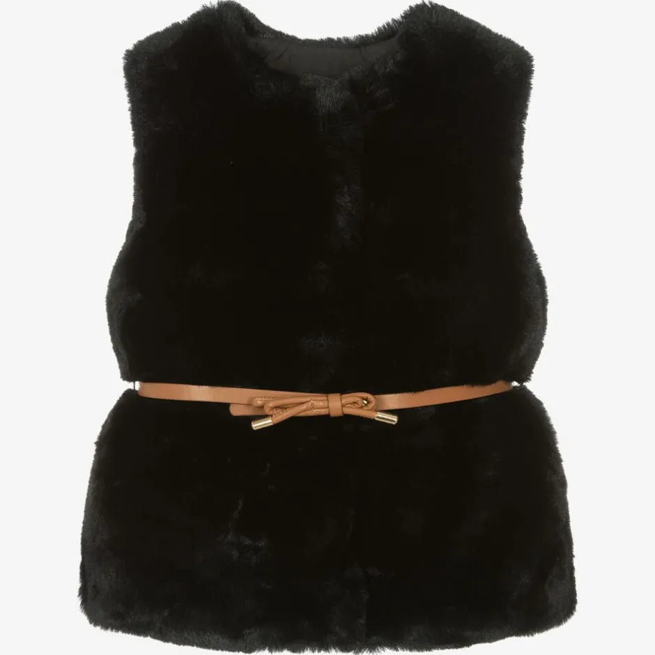 Mayoral Girls Black Faux Fur Gilet Outlet