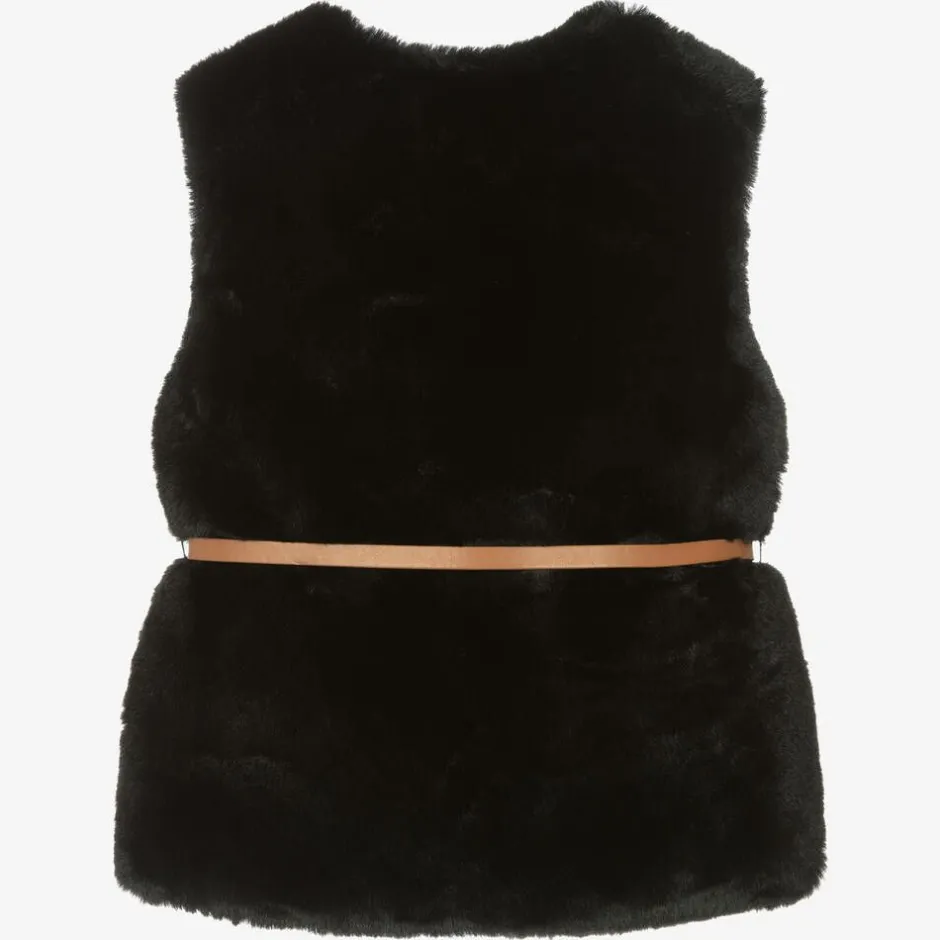 Mayoral Girls Black Faux Fur Gilet Outlet