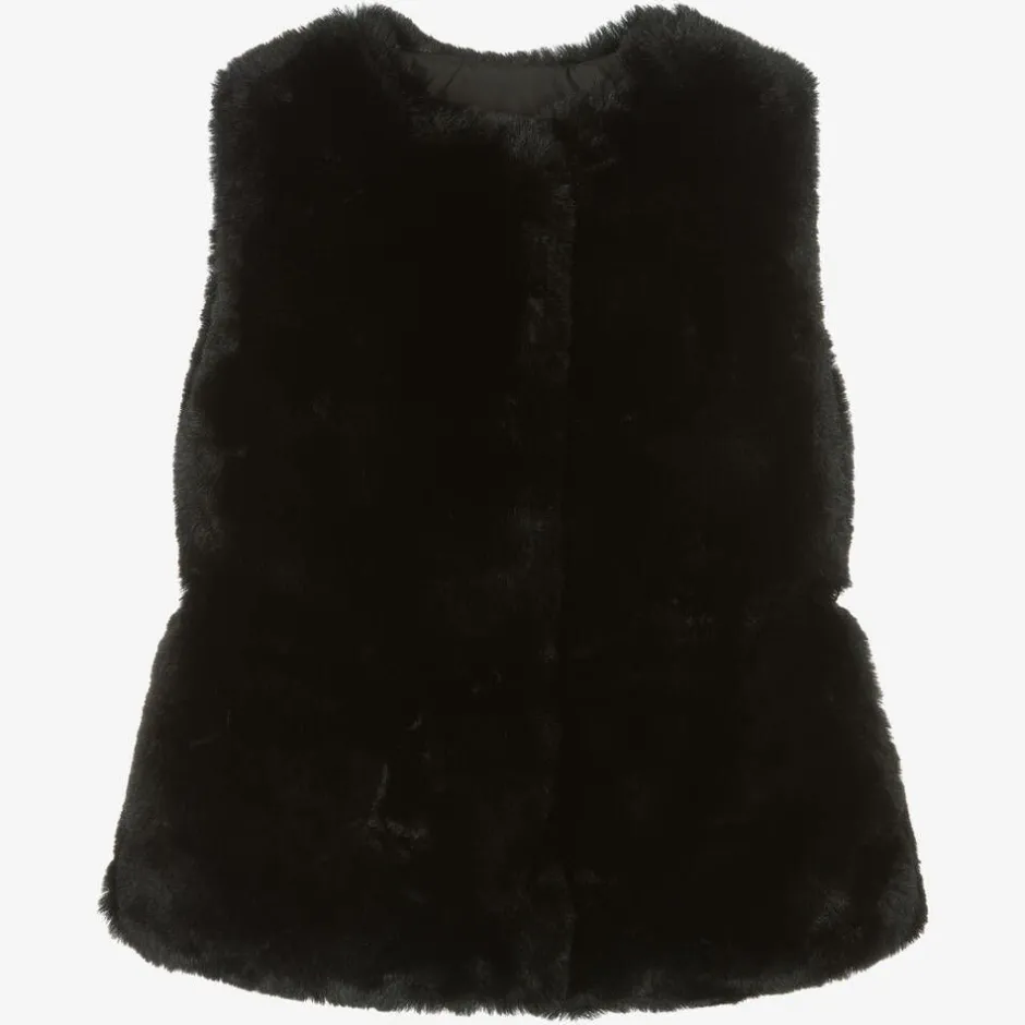 Mayoral Girls Black Faux Fur Gilet Outlet
