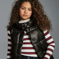 Mayoral Girls Black Faux Leather Puffer Gilet Best
