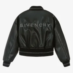 Givenchy Girls Black Faux Leather Bomber Jacket Outlet
