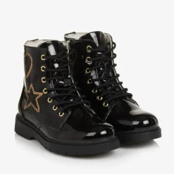 Lelli Kelly Girls Black Faux Patent Leather Boots New