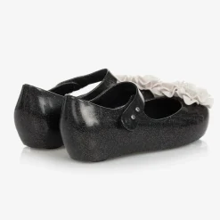 Mini Melissa Girls Black Flower Jelly Shoes Hot