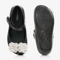 Mini Melissa Girls Black Flower Jelly Shoes Hot