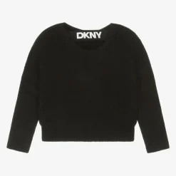 DKNY Girls Black Fluffy Knit Jumper Online